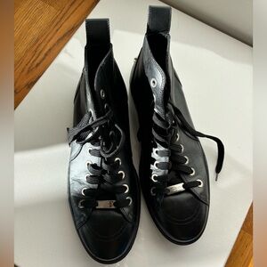 Jimmy Choo men’s high top black leather sneakers